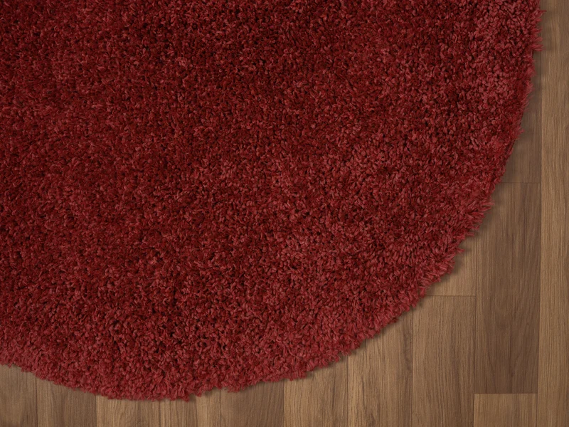 Hochflor Teppich SHAGGY weinrot rund diverse Größen