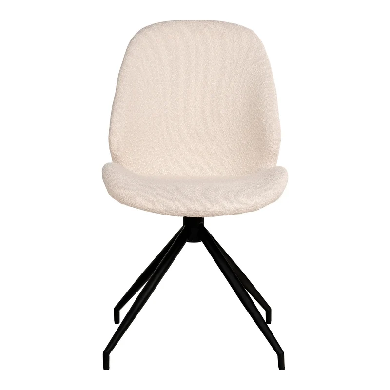 2er Set - Design Drehstuhl VIENNA creme-weiss Bouclé-Stoff
