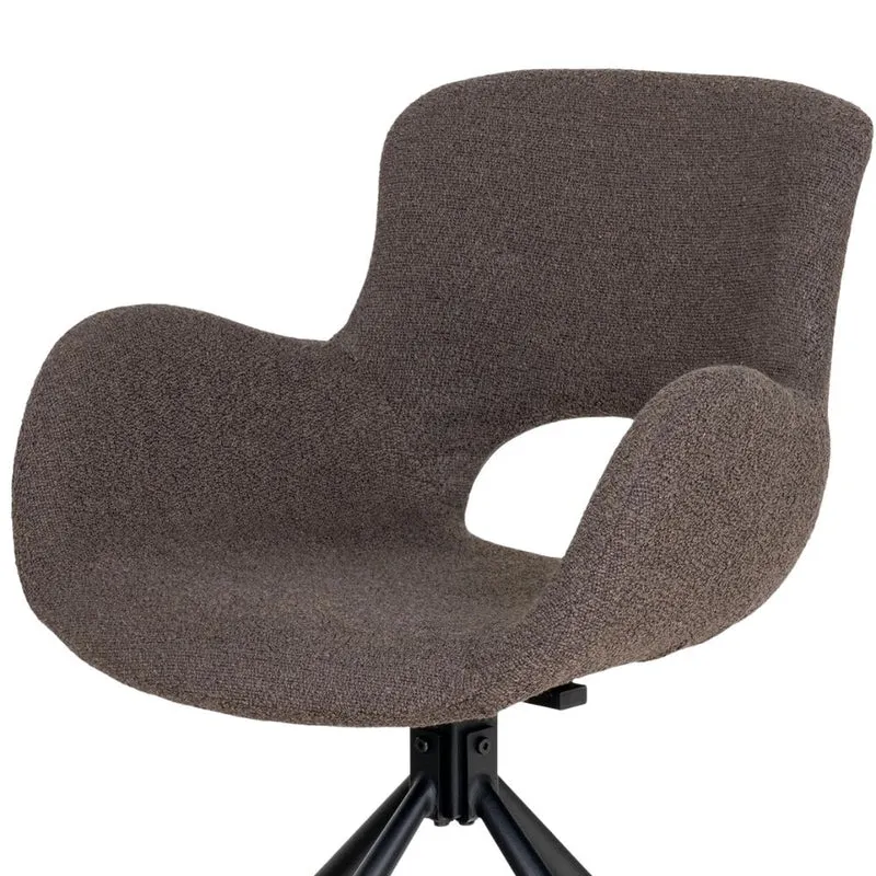 Drehbares 2er Set - Design Stuhl MORIM mushroom-braun Bouclé-Stoff