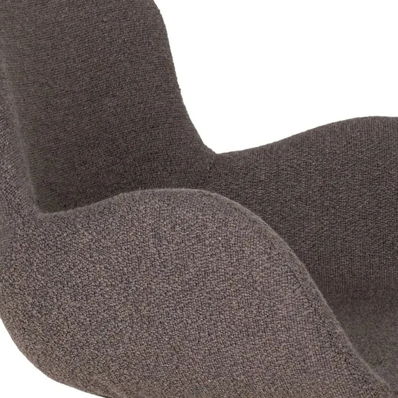 Drehbares 2er Set - Design Stuhl MORIM mushroom-braun Bouclé-Stoff