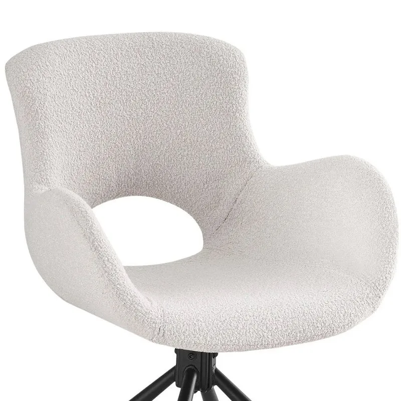Drehbares 2er Set - Design Stuhl MORIM creme-weiss Bouclé-Stoff