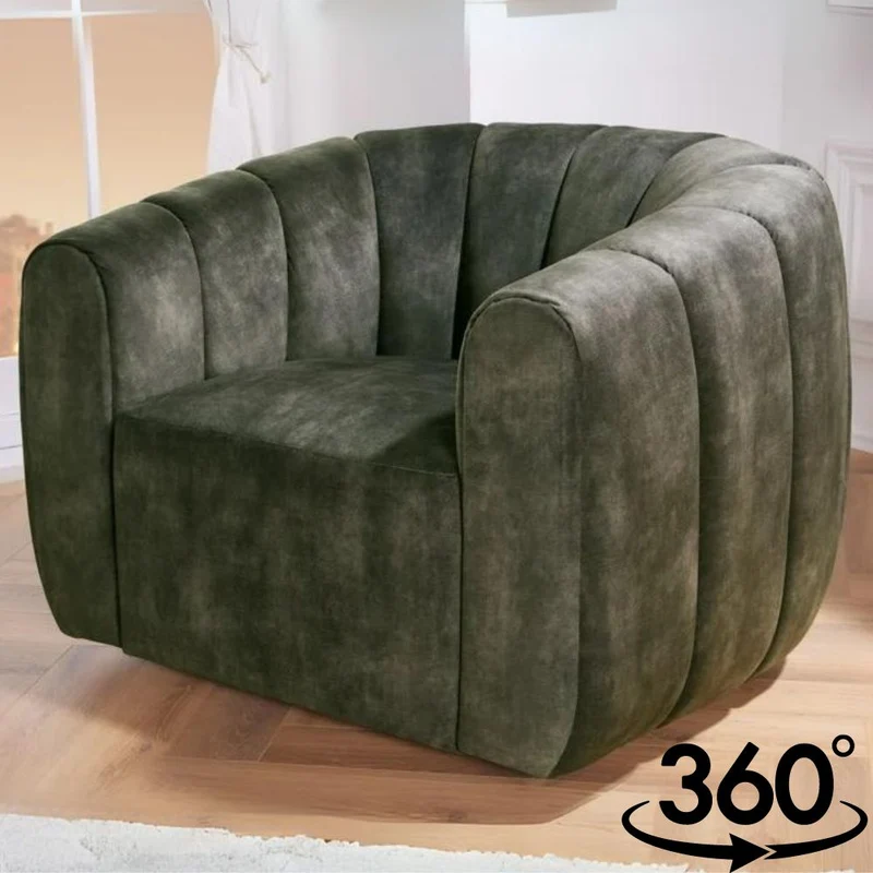 Bequemer Premium Drehsessel SALON Samt dunkelgrün Sessel