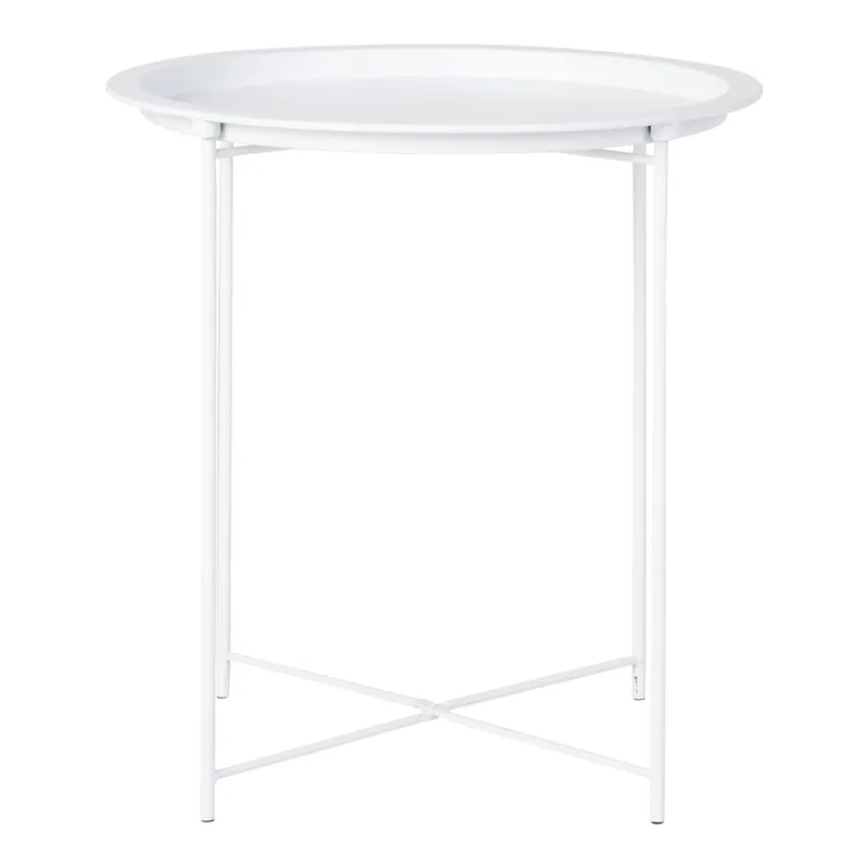 Design Beistelltisch BOSTON 48cm Tablett weiss Metall