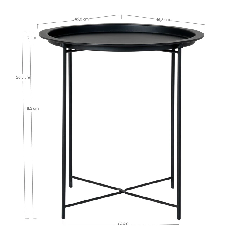 Design Beistelltisch BOSTON 48cm Tablett schwarz Stahl