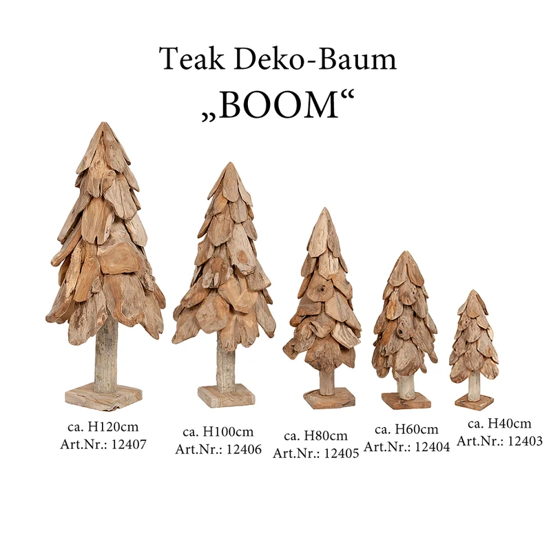 Teak Deko Baum BOOM ca. H100cm Tannenbaum Massivholz