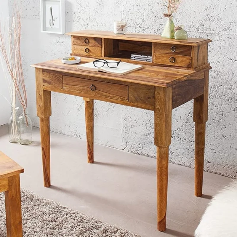 Massiver Sekretär BOMBAY 90cm natural Palisander Schreibtisch