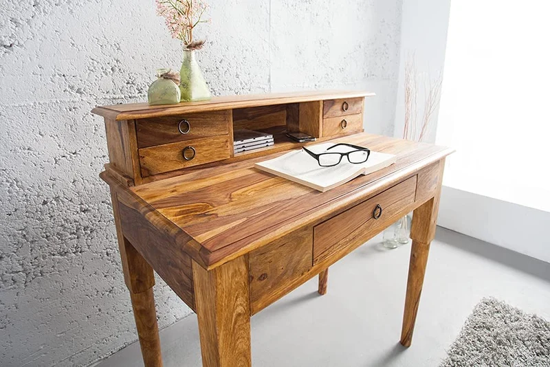 Massiver Sekretär BOMBAY 90cm natural Palisander Schreibtisch