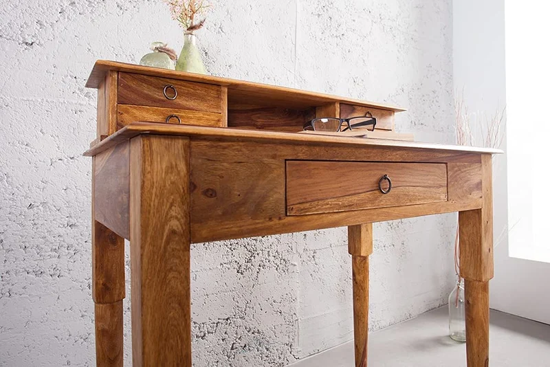 Massiver Sekretär BOMBAY 90cm natural Palisander Schreibtisch