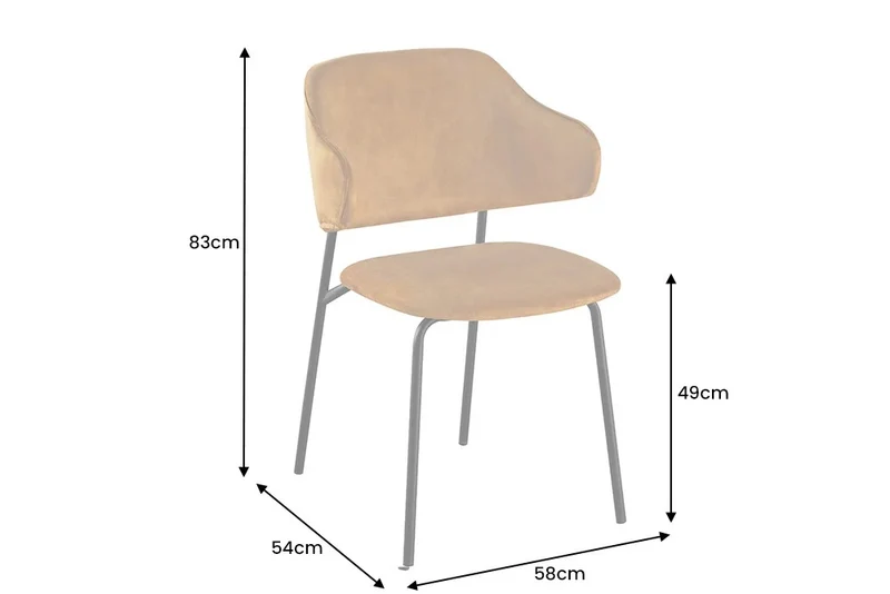 Moderner Stuhl MODA senfgelb Samt Metallbeine
