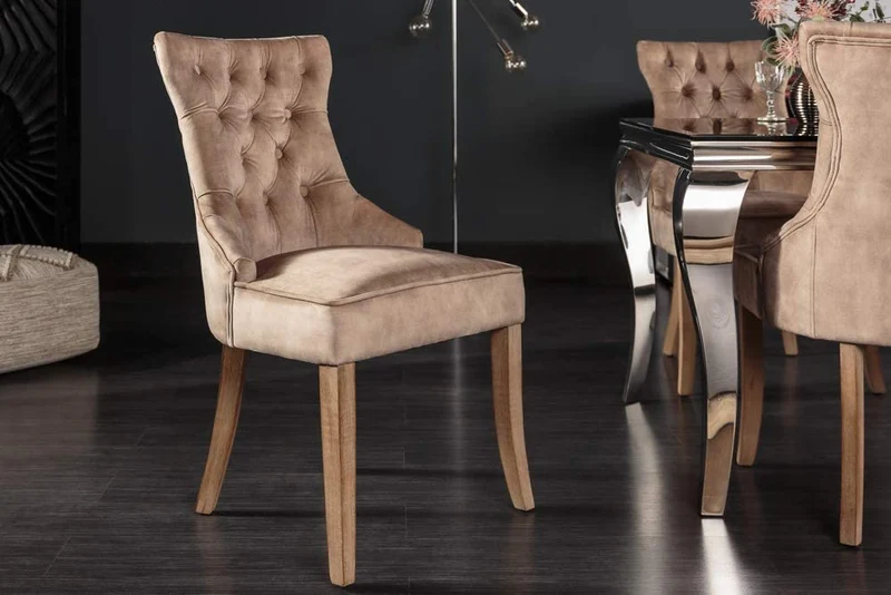 Edler Stuhl MODAN light-brown Samt mit Komfortgriff
