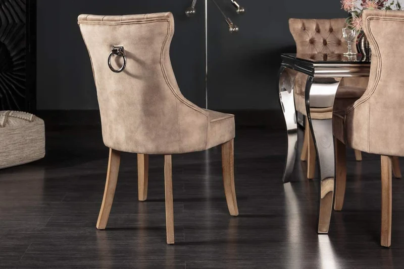Edler Stuhl MODAN light-brown Samt mit Komfortgriff