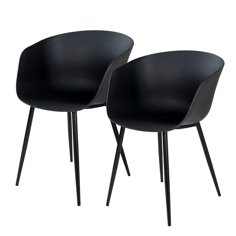 2er Set Design Stuhl DAVOS schwarz Schalensitz Indoor Outdoor