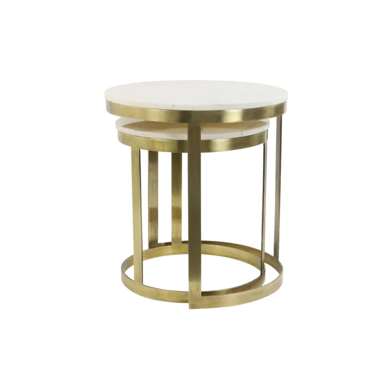 Beistelltisch rund Gold 2er Set, Durchmesser 41-49 cm