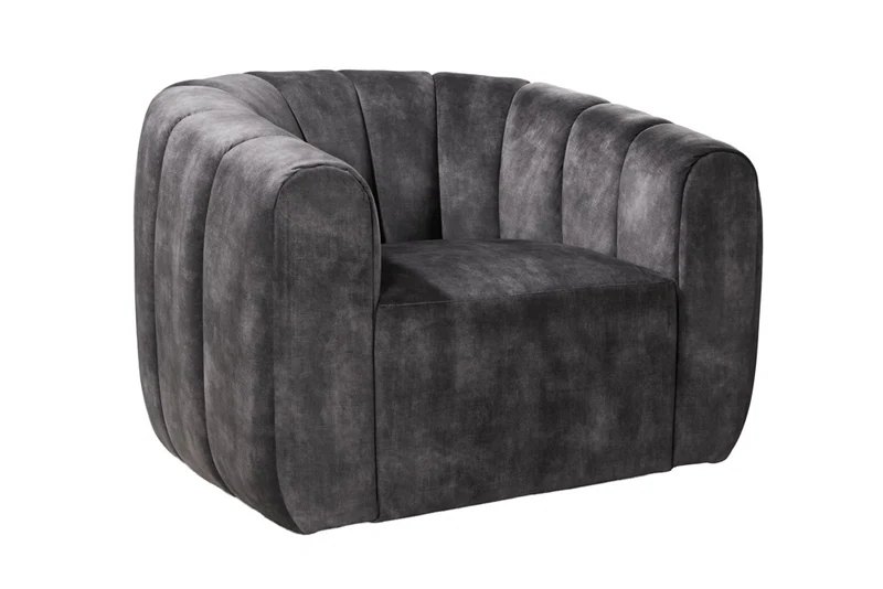 Bequemer Premium Drehsessel SALON Samt dunkelgrau Sessel