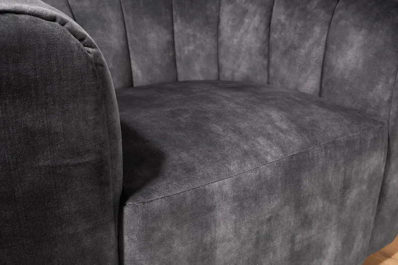 Bequemer Premium Drehsessel SALON Samt dunkelgrau Sessel