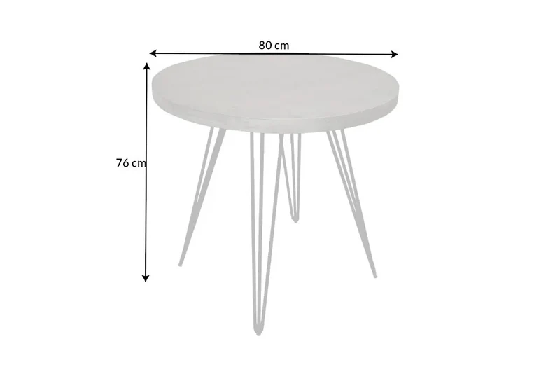 Industrie-Look Esstisch ALINA rund 80cm grau Mango-Holz