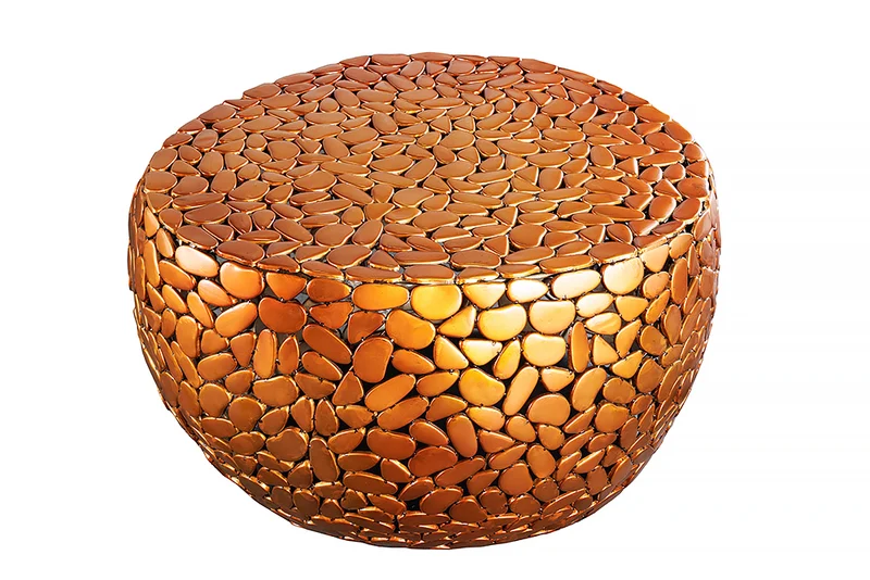 Extravaganter Unikat Couchtisch PIEDRA 70cm kupfer Aluminium