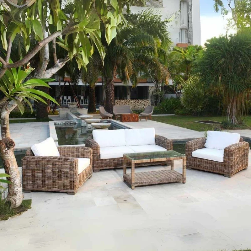 4tlg. Loungemöbel-Set Sitzgruppe LIVING Rattan Grey