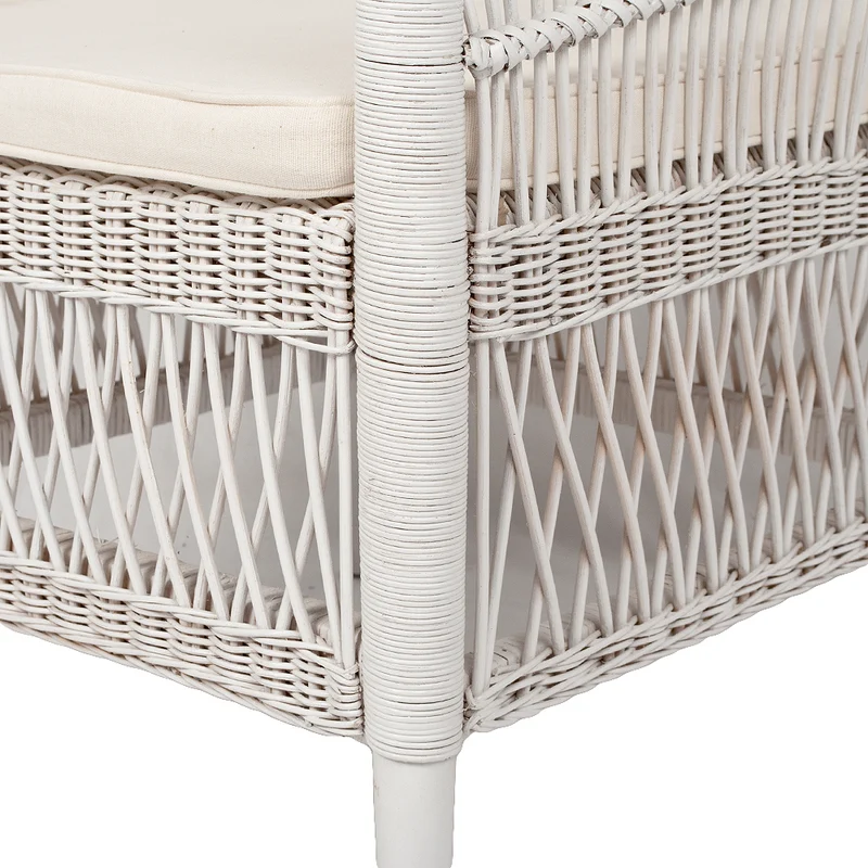 Rattan-Sessel MALAWI Weiß inkl. Sitzkissen