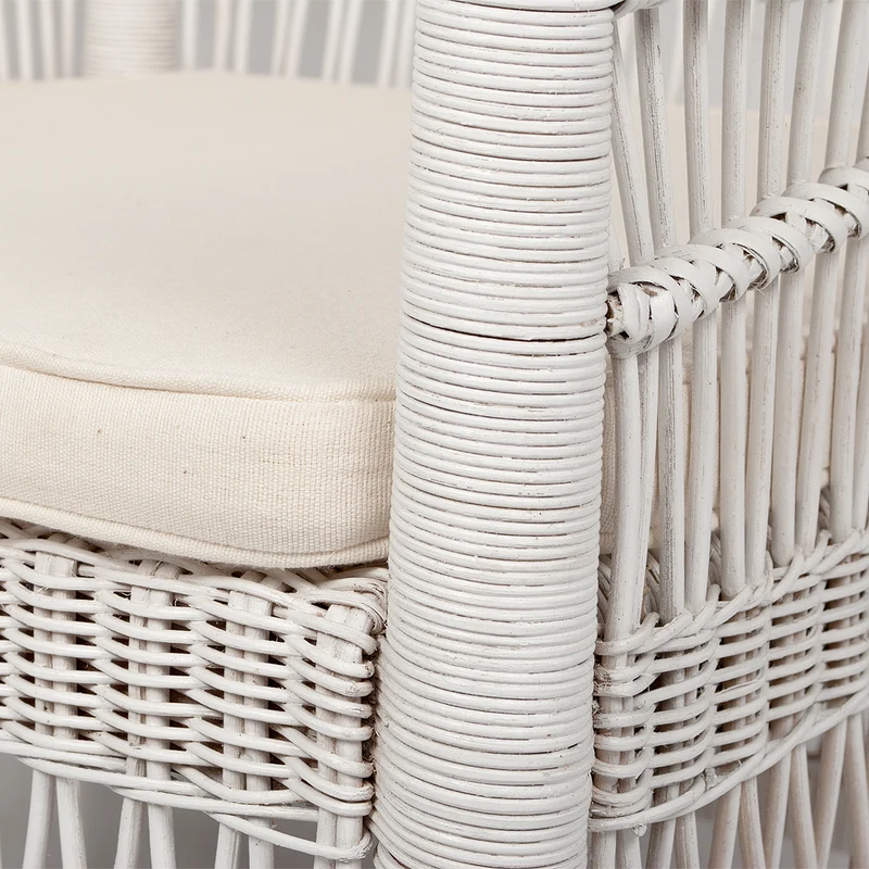 Rattan-Sessel MALAWI Weiß inkl. Sitzkissen
