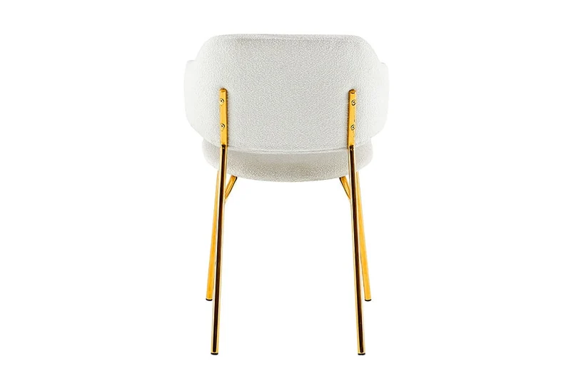 Moderner Stuhl MODA weiss Bouclé goldene Metallbeine