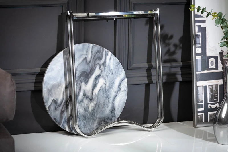 Moderner Beistelltisch MAMO abnehmbare Marmor-Platte ca.D43cm