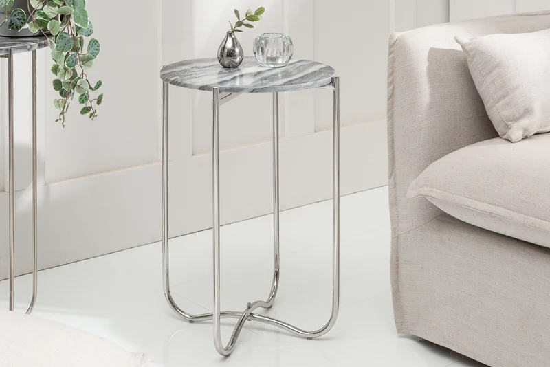 Moderner Beistelltisch MAMO abnehmbare Marmor-Platte ca.D38cm