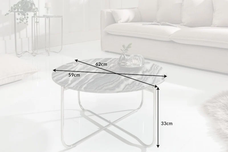 Moderner Couchtisch MAMO abnehmbare Marmor-Platte ca.D62cm