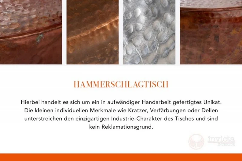 Stylischer Beistelltisch MARTELLO Aluminium ca.60cm kupfer
