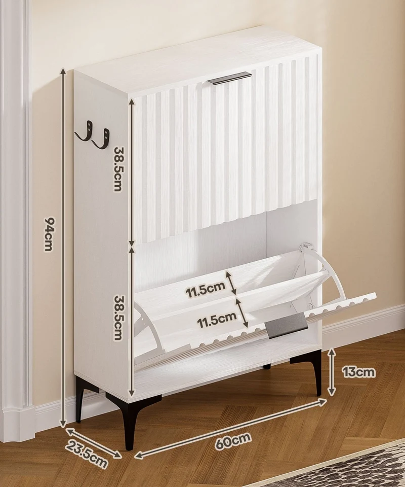Yorbay Schuhschrank mit 2 Klappen für bis zu 12 Paar Schuhe, 94 x 60 x 23,5 cm