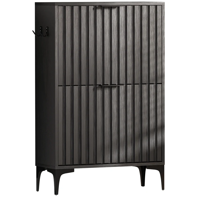 Yorbay Schuhschrank mit 2 Klappen für bis zu 12 Paar Schuhe, 94 x 60 x 23,5 cm