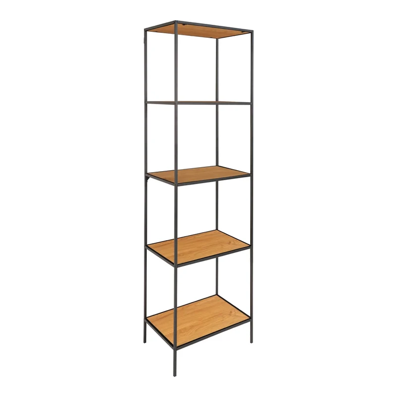 Modernes Regal LEVEN 170cm schwarz + 5 Eichelook Regalböden