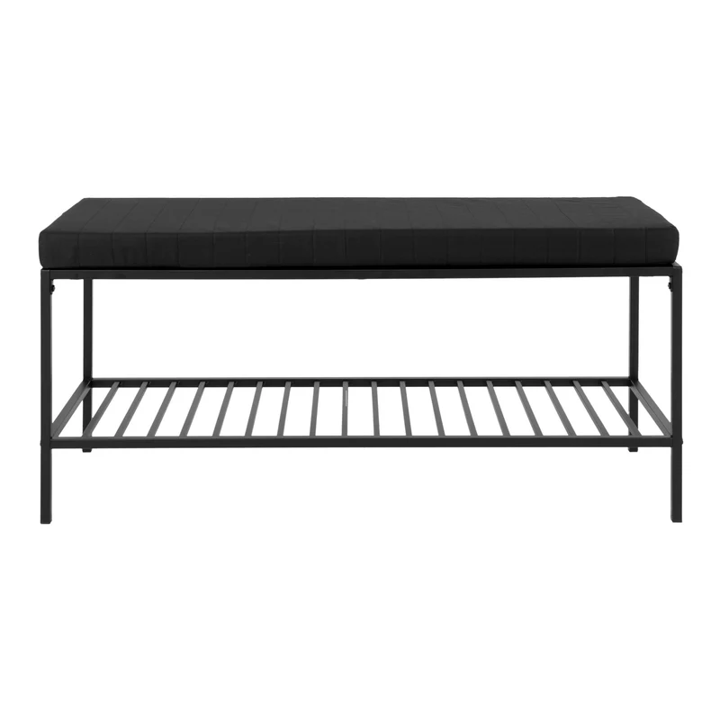 Moderne Bank LEVEN 100cm schwarz + Ablage mit Kissen