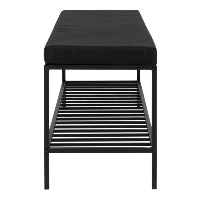 Moderne Bank LEVEN 100cm schwarz + Ablage mit Kissen