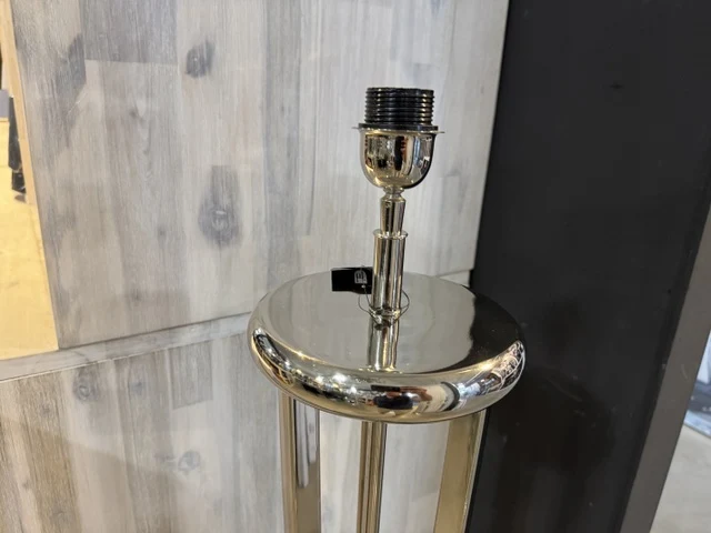Stehlampe Silber, Stehleuchte mit Lampenschirm schwarz, Höhe 160 cm