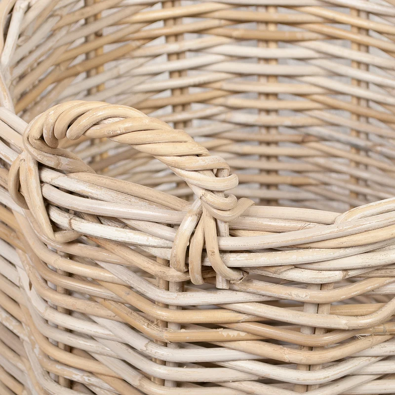 Natur Rattankorb BAKUL rund Grey 40cm Pflanzkorb Inlay Griffe
