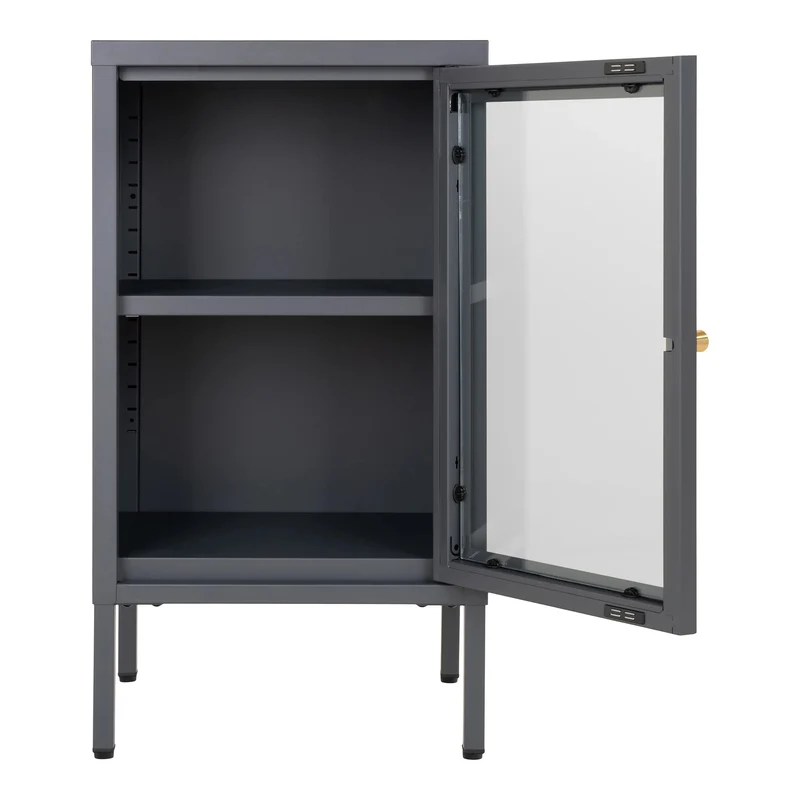 Moderne Kommode DAILY 70cm grau Glastür Metall