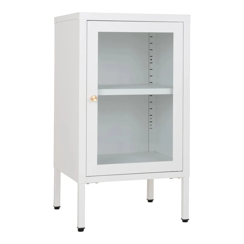 Moderne Kommode DAILY 70cm weiss Glastür Metall