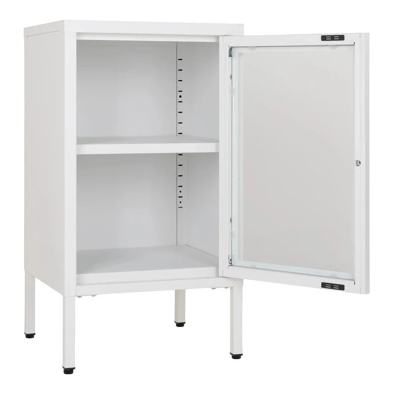 Moderne Kommode DAILY 70cm weiss Glastür Metall