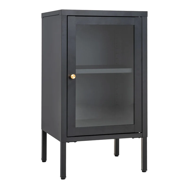 Moderne Kommode DAILY 70cm schwarz Glastür Metall
