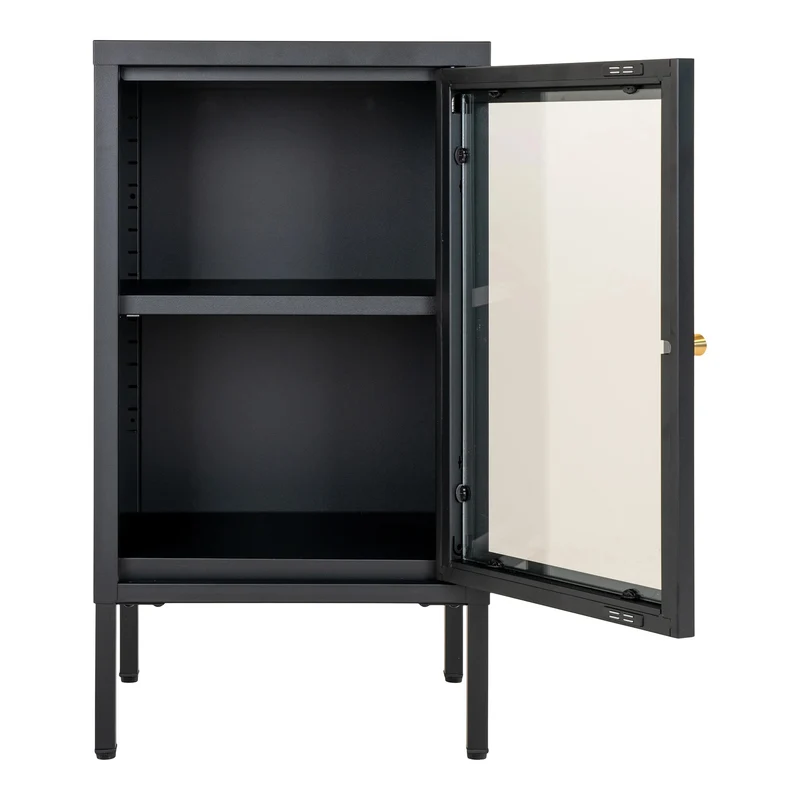 Moderne Kommode DAILY 70cm schwarz Glastür Metall