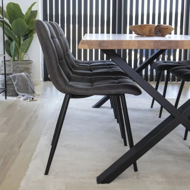 Modernes 2er Stuhl-Set LEIRIA dunkelgrau Mikrofaser