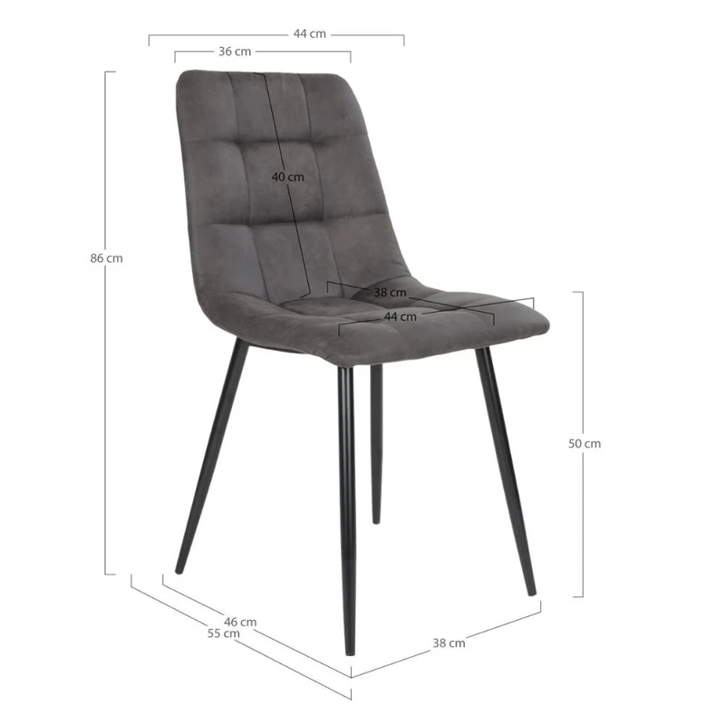 Modernes 2er Stuhl-Set LEIRIA dunkelgrau Mikrofaser