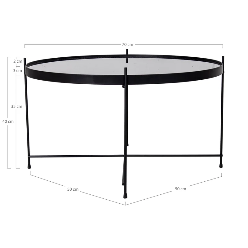 Eleganter Couchtisch VENEDIG schwarz ca. ø70xh40cm