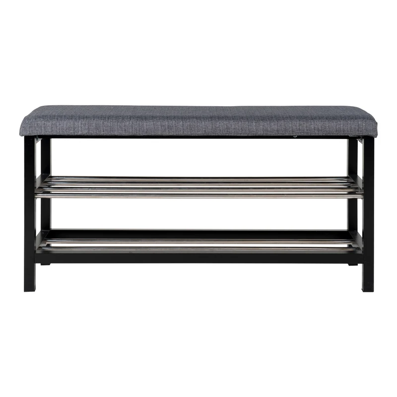 Moderne Bank DOVER grau/schwarz zwei Regalböden ca. 100cm