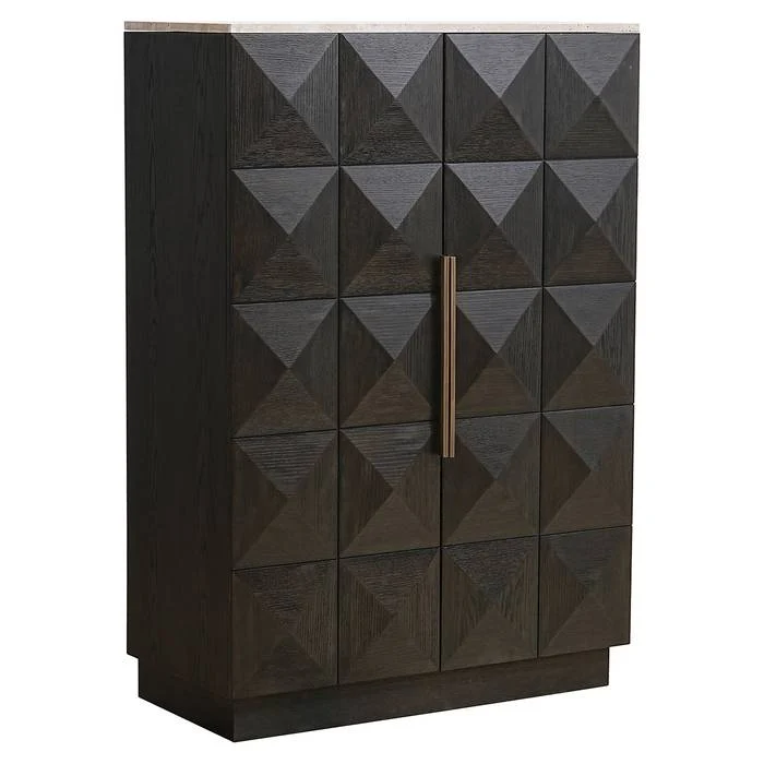 Weinschrank braun, Hochschrank braun Eiche furniert, Höhe 138 cm