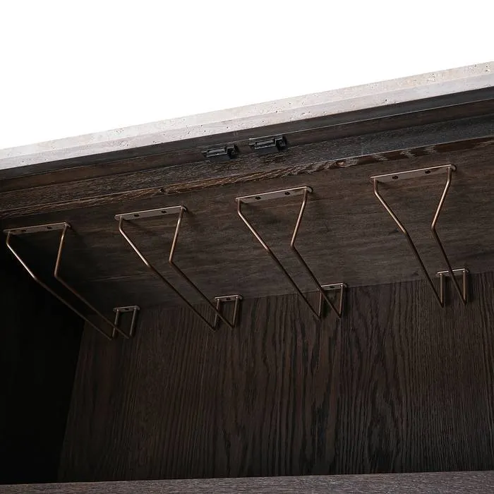 Weinschrank braun, Hochschrank braun Eiche furniert, Höhe 138 cm