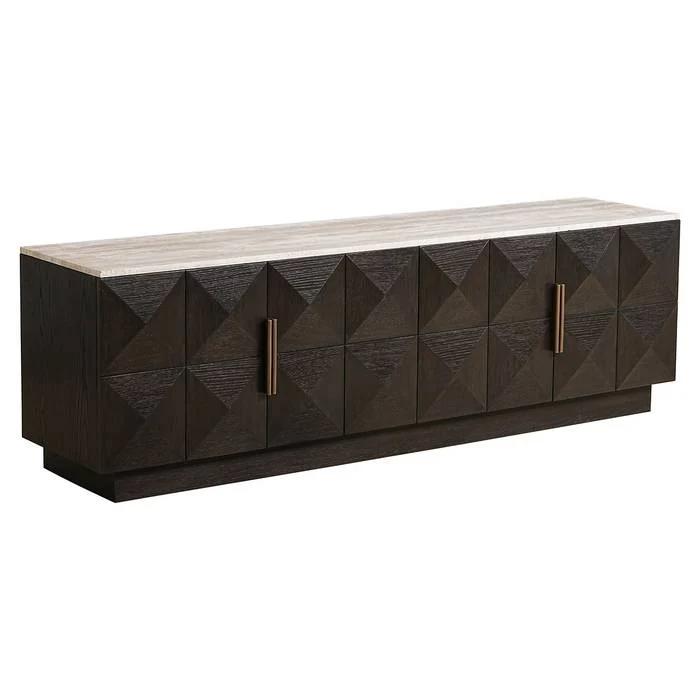 TV Schrank braun, Fernsehschrank braun Eiche furniert, Breite 196 cm