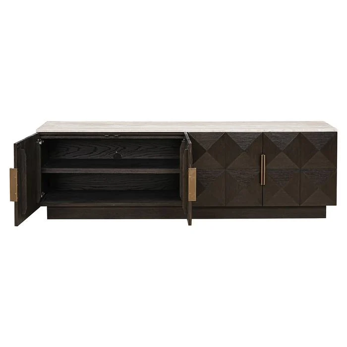 TV Schrank braun, Fernsehschrank braun Eiche furniert, Breite 196 cm