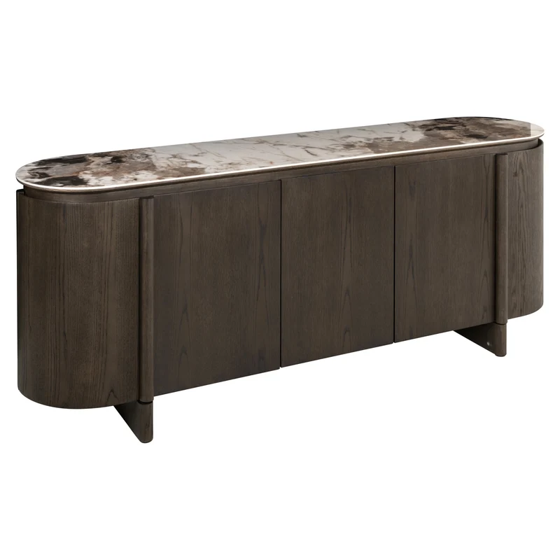 Sideboard braun Spiegelglas, Anrichte braun Spiegel, Breite 162 cm